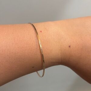 14k Solid Gold Hammered Bangle Bracelet